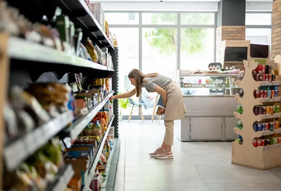 persona seleccionando sus productos en una distribuidora de alimentos