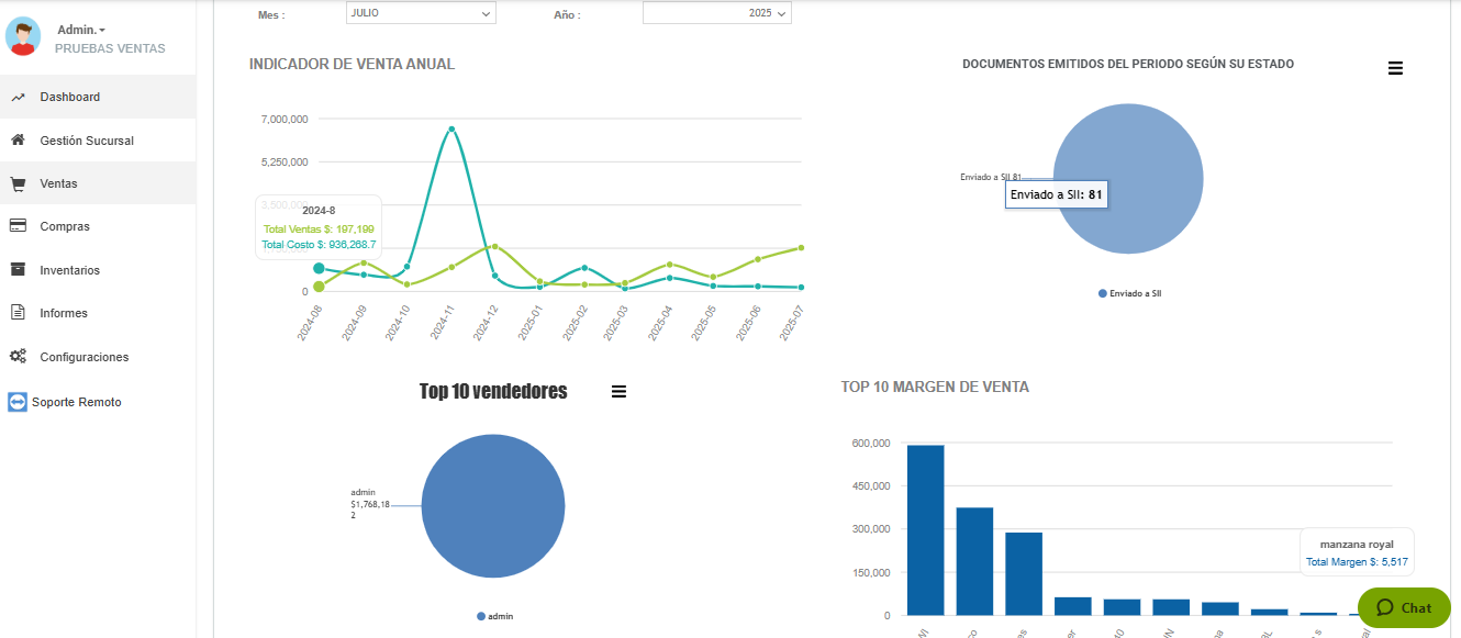 Interfaz de sistema pos ioVendo 